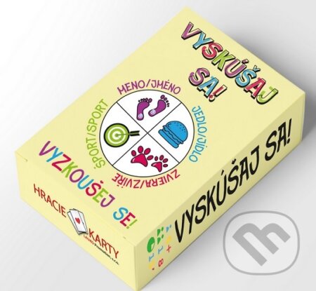 Spoločenská hra: Vyskúšaj sa! Meno, jedlo, zviera, šport (Lauko Promotion). Lauko Promotion, 2021 Spoločenská hra: Vyskúšaj sa! Meno, jedlo, zviera, šport (Lauko Promotion). Lauko Promotion, 2021