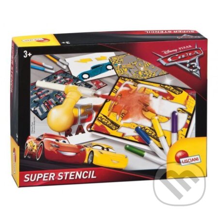 Společenská hra: Cars 3 Super Stencil - Originální sada umožňující přeměnu klasických fixek ve sprejové (Lisciani). Lisciani, 2021 Společenská hra: Cars 3 Super Stencil - Originální sada umožňující přeměnu klasických fixek ve sprejové (Lisciani). Lisciani, 2021