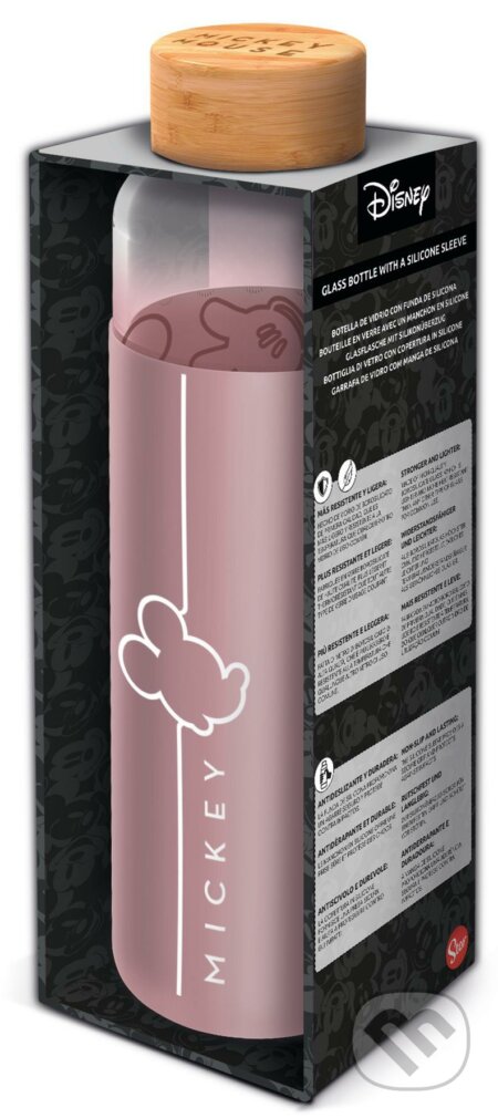 Skleněná láhev s návlekem - Mickey 585 ml (). , 2021 Skleněná láhev s návlekem - Mickey 585 ml (). , 2021