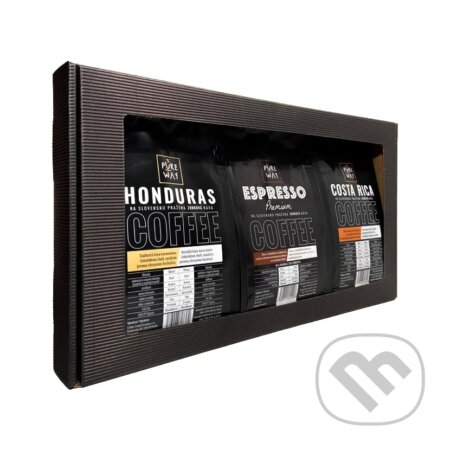 Kávy a čaje: Darčekový set zrnkových odrodových káv 3x 200g Honduras, Costa Rica, Espresso (Pure Way). Pure Way Kávy a čaje: Darčekový set zrnkových odrodových káv 3x 200g Honduras, Costa Rica, Espresso (Pure Way). Pure Way