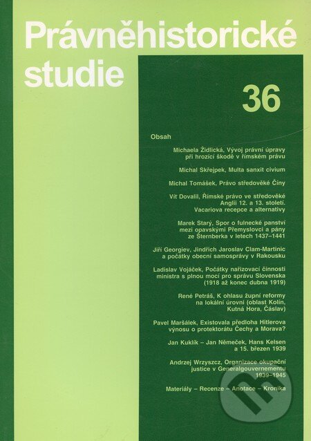 Kniha: Právněhistorické studie 36 (Karel Malý a Ladislav Soukup). Karolinum, 2003 Kniha: Právněhistorické studie 36 (Karel Malý a Ladislav Soukup). Karolinum, 2003