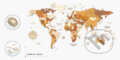 Nástenná drevená mapa sveta, 68travel, 2023