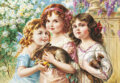 Puzzle: Kópia: Tri dievčatká s králikom (Emile Vernon). Castorland, 2005 Puzzle: Kópia: Tri dievčatká s králikom (Emile Vernon). Castorland, 2005