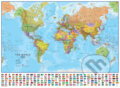 Svet, politická mapa, 68 x 53cm, s vlajkami, 1:60 mil, TATRAPLAN, 2024