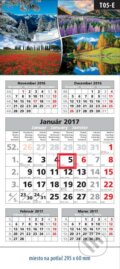 Štandardný 5-mesačný kalendár 2017 s motívmi štyroch ročných období, 2016