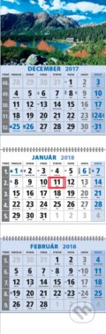 Klasik 3-mesačný kalendár 2018 s motívom hôr a plesom, Spektrum grafik, 2017