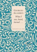 Kniha: What I Saw, Heard, Learned . . . (Alta L. Price a Giorgio Agamben). Seagull Books London Ltd, 2023 Kniha: What I Saw, Heard, Learned . . . (Alta L. Price a Giorgio Agamben). Seagull Books London Ltd, 2023