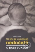 Kniha: Co jste se v novinách nedočetli o babyboxech (Ludvík Hess). Petrklíč, 2009 Kniha: Co jste se v novinách nedočetli o babyboxech (Ludvík Hess). Petrklíč, 2009