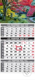 Štandard 3-mesačný sivý nástenný kalendár 2021 - park, 2020