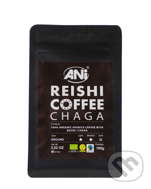 Kávy a čaje: Chaga Reishi BIO mletá káva 100g (Ani). Ani Kávy a čaje: Chaga Reishi BIO mletá káva 100g (Ani). Ani