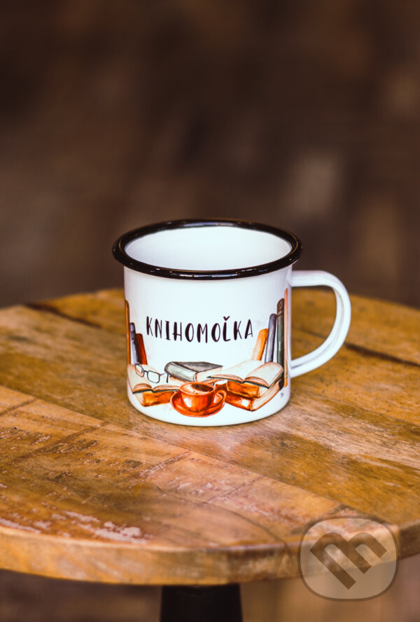 Smaltovaný hrnček Knihomoľka (Ľúbené). Ľúbené, 2021 Smaltovaný hrnček Knihomoľka (Ľúbené). Ľúbené, 2021