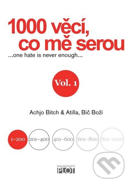 Kniha: 1000 věcí, co mě serou, Vol. 1 (Achjo Bitch a Atilla Bič Boží). Plot, 2011 Kniha: 1000 věcí, co mě serou, Vol. 1 (Achjo Bitch a Atilla Bič Boží). Plot, 2011
