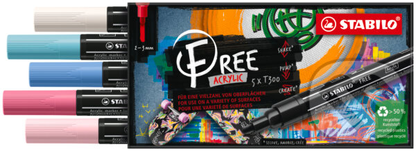 STABILO FREE Acrylic - T300 Okrúhly hrot 2-3mm - Candy (STABILO). STABILO, 2021 STABILO FREE Acrylic - T300 Okrúhly hrot 2-3mm - Candy (STABILO). STABILO, 2021