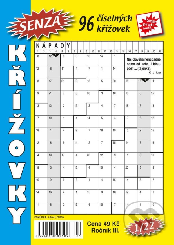 Kniha: Senza číselné křížovky 1/2022 (Telpres). Telpres, 2022 Kniha: Senza číselné křížovky 1/2022 (Telpres). Telpres, 2022
