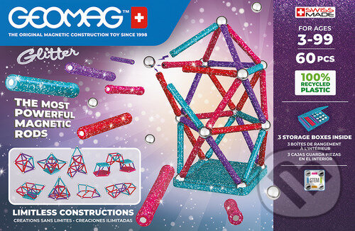 Společenská hra: Stavebnice Geomag Glitter 60 ks (Geomag). Geomag, 2022 Společenská hra: Stavebnice Geomag Glitter 60 ks (Geomag). Geomag, 2022