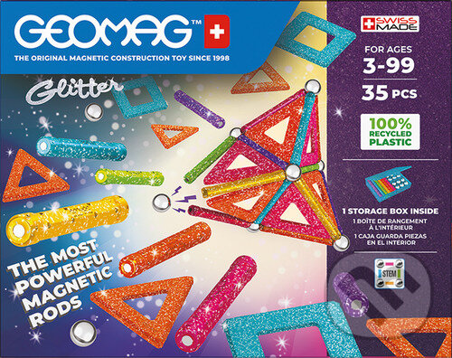 Společenská hra: Stavebnice Geomag Glitter 35 ks (Geomag). Geomag, 2022 Společenská hra: Stavebnice Geomag Glitter 35 ks (Geomag). Geomag, 2022