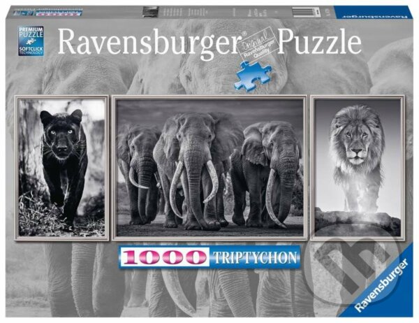 Puzzle: Panter, slon a lev (Ravensburger). Ravensburger, 2022 Puzzle: Panter, slon a lev (Ravensburger). Ravensburger, 2022