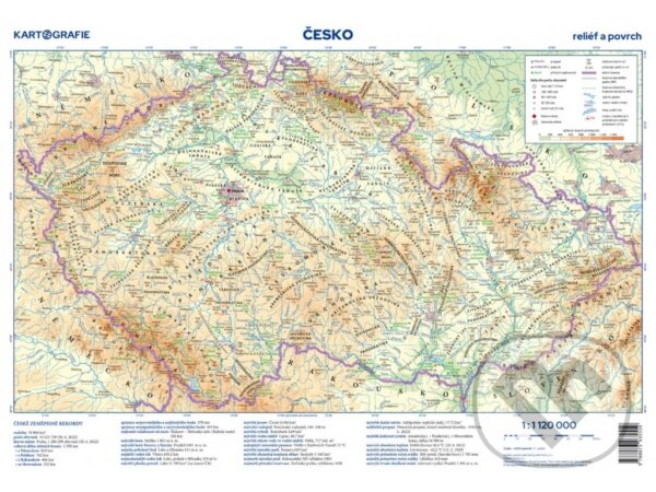 Česko - reliéf a povrch (Kartografie Praha). Kartografie Praha, 2022 Česko - reliéf a povrch (Kartografie Praha). Kartografie Praha, 2022