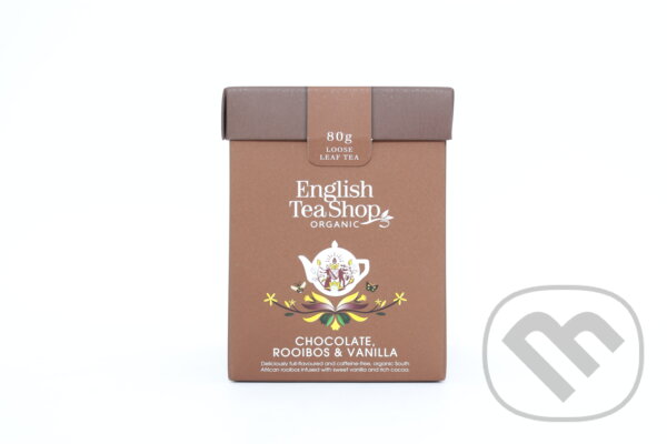 Kávy a čaje: Rooibos, čokoláda a vanilka 80 g (English Tea Shop). English Tea Shop, 2023 Kávy a čaje: Rooibos, čokoláda a vanilka 80 g (English Tea Shop). English Tea Shop, 2023