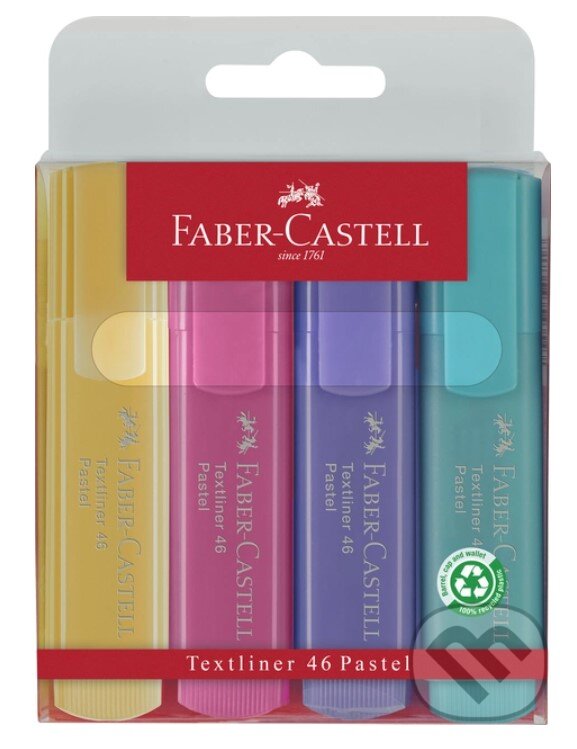 Zvýrazňovač Pastel, 4 farby (Faber-Castell). Faber-Castell Zvýrazňovač Pastel, 4 farby (Faber-Castell). Faber-Castell