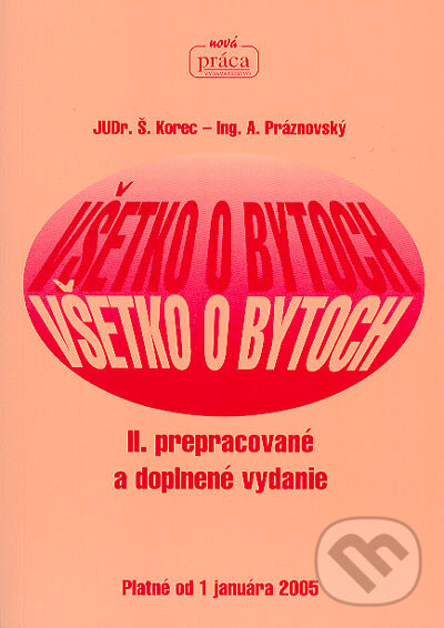 Kniha: Všetko o bytoch, 2. prepracované a doplnené vydanie (Alexander Práznovský a Štefan Korec). Nová Práca, 2005 Kniha: Všetko o bytoch, 2. prepracované a doplnené vydanie (Alexander Práznovský a Štefan Korec). Nová Práca, 2005