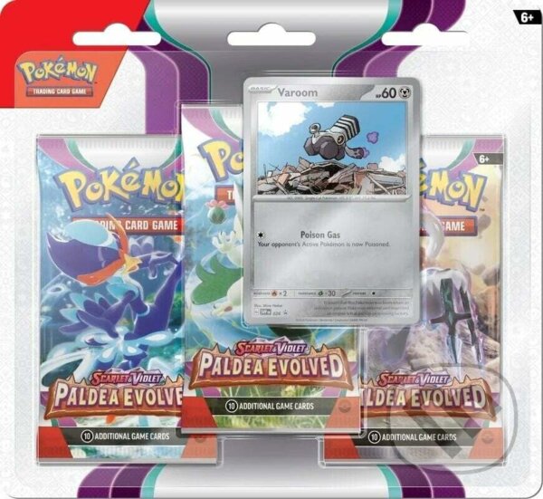 Společenská hra: Pokémon TCG: Varoom 3-pack blister Paldea Evolved (Pokemon). Pokemon, 2023 Společenská hra: Pokémon TCG: Varoom 3-pack blister Paldea Evolved (Pokemon). Pokemon, 2023