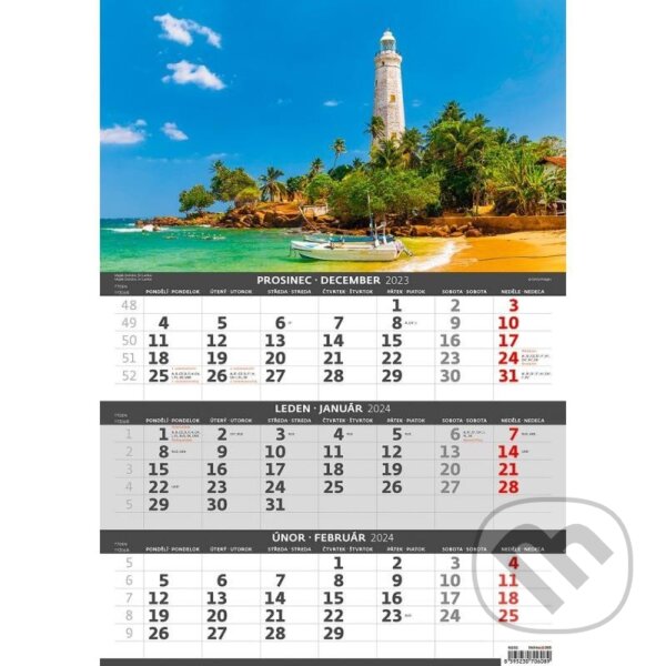 Kalendář nástěnný 2024 - Pobřeží – 3měsíční/Pobrežie – 3mesačné, Helma365, 2023