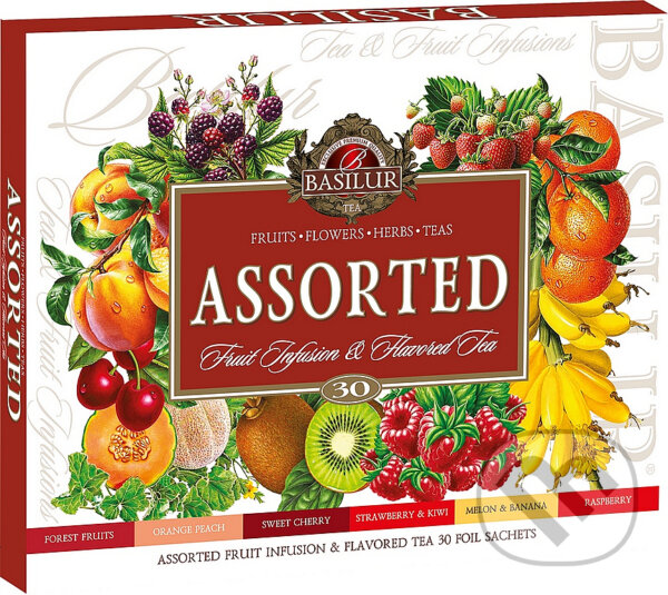 Kávy a čaje: BASILUR Assorted Fruit & Flavoured Tea 30 sáčkov (Bio - Racio). Bio - Racio, 2023 Kávy a čaje: BASILUR Assorted Fruit & Flavoured Tea 30 sáčkov (Bio - Racio). Bio - Racio, 2023
