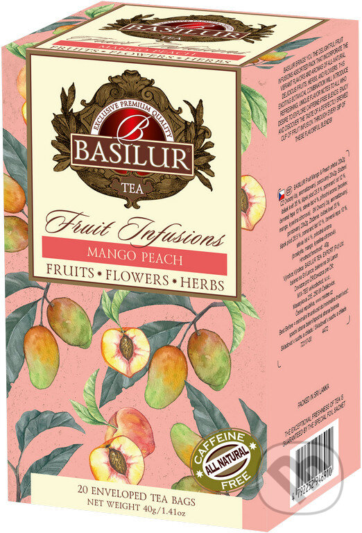 Kávy a čaje: BASILUR Fruit Mango & Peach 20x2g (Bio - Racio). Bio - Racio, 2023 Kávy a čaje: BASILUR Fruit Mango & Peach 20x2g (Bio - Racio). Bio - Racio, 2023
