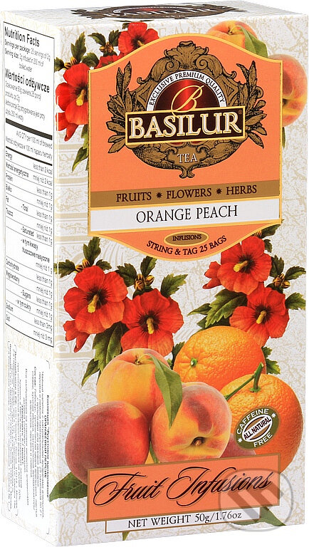 Kávy a čaje: BASILUR Fruit Orange Peach 25x2g (Bio - Racio). Bio - Racio, 2023 Kávy a čaje: BASILUR Fruit Orange Peach 25x2g (Bio - Racio). Bio - Racio, 2023