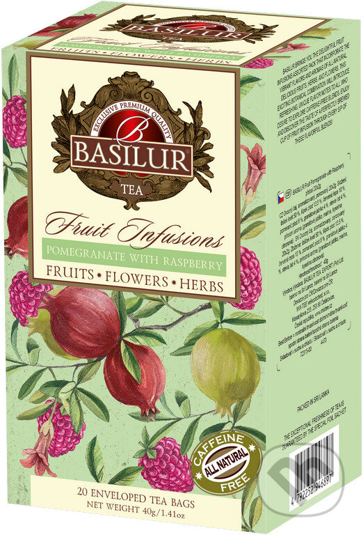 Kávy a čaje: BASILUR Fruit Pomegranate with Raspberry 20x2g (Bio - Racio). Bio - Racio, 2023 Kávy a čaje: BASILUR Fruit Pomegranate with Raspberry 20x2g (Bio - Racio). Bio - Racio, 2023