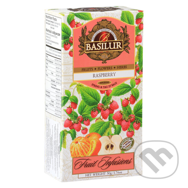 Kávy a čaje: BASILUR Fruit Raspberry 20x2g (Bio - Racio). Bio - Racio, 2023 Kávy a čaje: BASILUR Fruit Raspberry 20x2g (Bio - Racio). Bio - Racio, 2023