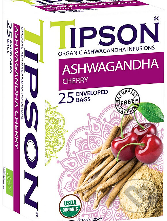 Kávy a čaje: TIPSON BIO Ashwagandha Cherry 25x1,2g (Bio - Racio). Bio - Racio, 2023 Kávy a čaje: TIPSON BIO Ashwagandha Cherry 25x1,2g (Bio - Racio). Bio - Racio, 2023