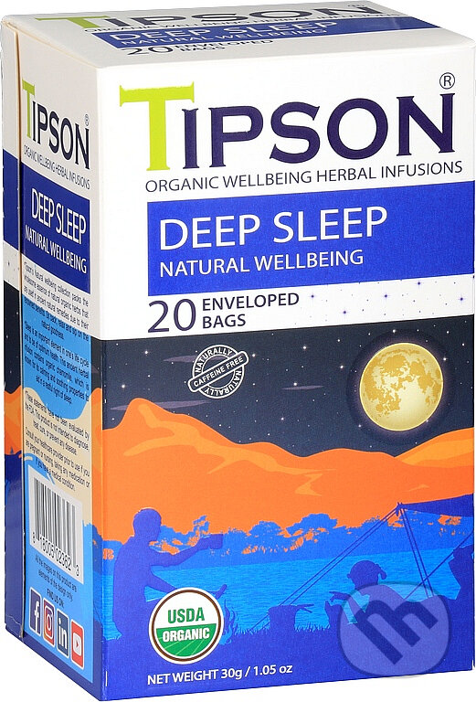 Kávy a čaje: TIPSON BIO Wellbeing Deep Sleep 20x1,5g (Bio - Racio). Bio - Racio, 2023 Kávy a čaje: TIPSON BIO Wellbeing Deep Sleep 20x1,5g (Bio - Racio). Bio - Racio, 2023