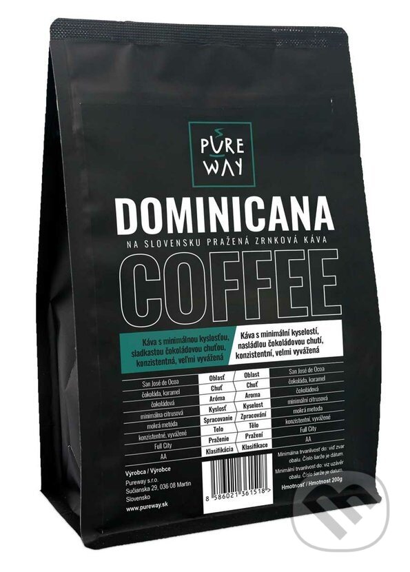 Kávy a čaje: Dominicana (zrnková) (Pure Way). Pure Way Kávy a čaje: Dominicana (zrnková) (Pure Way). Pure Way