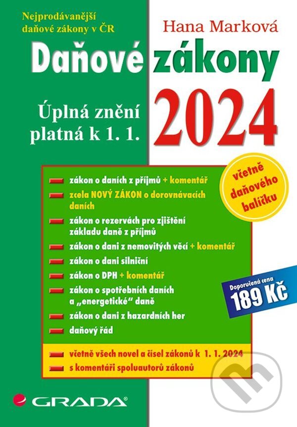 Kniha: Daňové zákony 2024 (Hana Marková). Grada, 2024 Kniha: Daňové zákony 2024 (Hana Marková). Grada, 2024