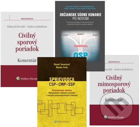 Kniha: Civilný sporový poriadok + Civilný mimosporový poriadok + Občianske súdne konanie po novom + Sprievodca CSP, CMP, SSP (Andrea Andrášiová, Dominika Vokálová, Edmund Horváth, Jana Mitterpachová a kolektiv). Wolters Kluwer, 2016 Kniha: Civilný sporový poriadok + Civilný mimosporový poriadok + Občianske súdne konanie po novom + Sprievodca CSP, CMP, SSP (Andrea Andrášiová, Dominika Vokálová, Edmund Horváth, Jana Mitterpachová a kolektiv). Wolters Kluwer, 2016