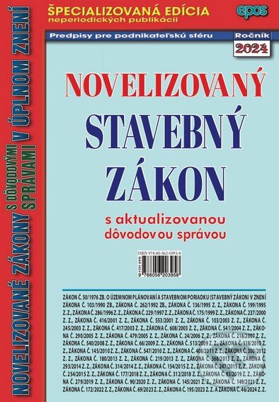 Kniha: Novelizovaný stavebný zákon (Epos). Epos, 2024 Kniha: Novelizovaný stavebný zákon (Epos). Epos, 2024