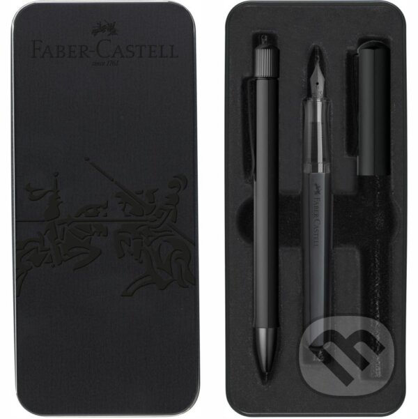 Súprava Hexo plniace pero M+guľôčkové pero, čierna, Faber-Castell