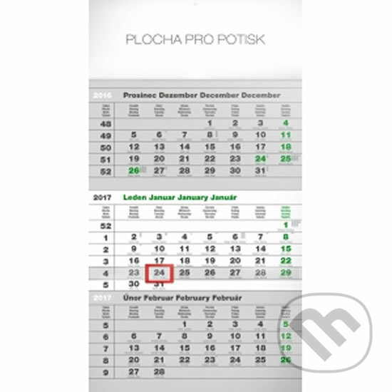 Kalendář nástěnný 2017 - Eco šedý, Presco Group, 2016