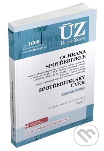 Kniha: ÚZ 1606 Ochrana spotřebitele, spotřebitelský úvěr, požadavky na výrobky, ČOI, Služby informační společnosti (Sagit). Sagit, 2024 Kniha: ÚZ 1606 Ochrana spotřebitele, spotřebitelský úvěr, požadavky na výrobky, ČOI, Služby informační společnosti (Sagit). Sagit, 2024