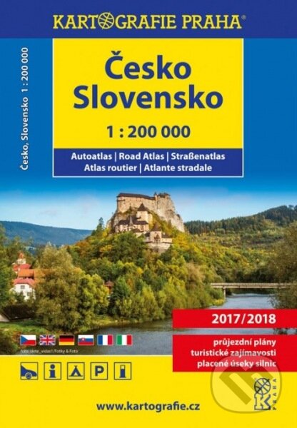 Autoatlas Česko, Slovensko 1:200 000, Kartografie Praha, 2017