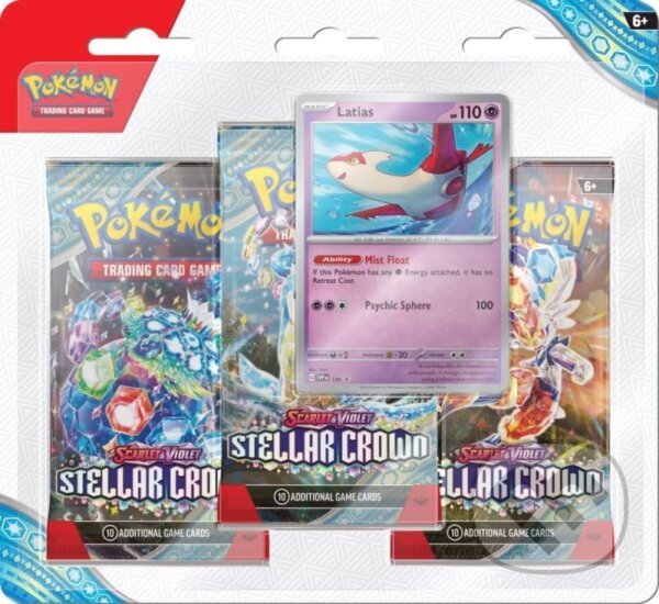 Společenská hra: Pokémon TCG: Scarlet & Violet 07 Stellar Crown - 3 Blister Booster (Pokemon). Pokemon, 2024 Společenská hra: Pokémon TCG: Scarlet & Violet 07 Stellar Crown - 3 Blister Booster (Pokemon). Pokemon, 2024