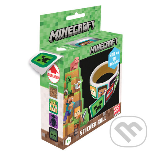 Minecraft samolepky kotúč 200 ks (Merch). Merch, 2024 Minecraft samolepky kotúč 200 ks (Merch). Merch, 2024