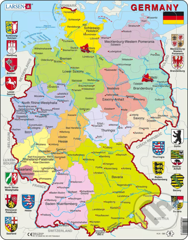 Puzzle: Nemecko - politická mapa 2 K21 (Larsen). Larsen, 2020 Puzzle: Nemecko - politická mapa 2 K21 (Larsen). Larsen, 2020