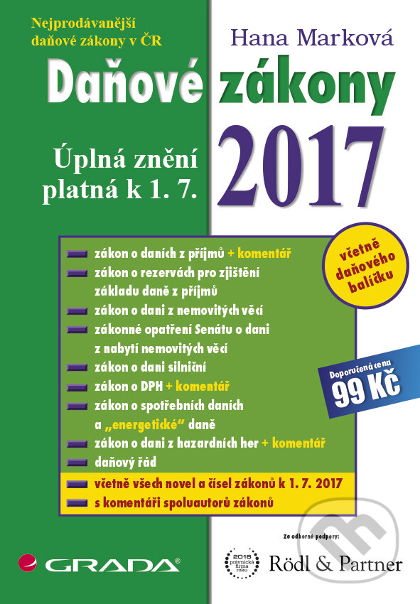 Kniha: Daňové zákony 2017 (Hana Marková). Grada, 2017 Kniha: Daňové zákony 2017 (Hana Marková). Grada, 2017