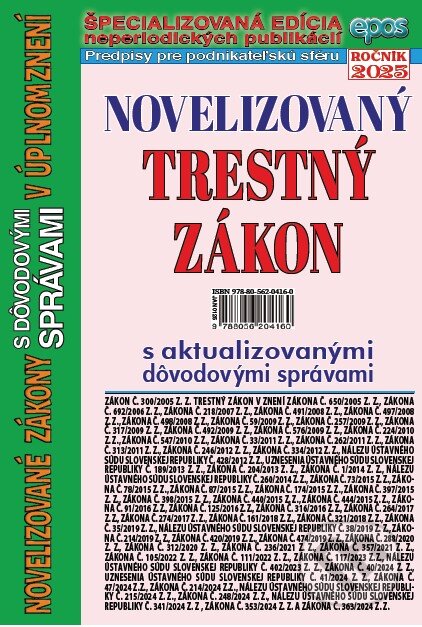 Kniha: Novelizovaný Trestný zákon (Epos). Epos, 2025 Kniha: Novelizovaný Trestný zákon (Epos). Epos, 2025