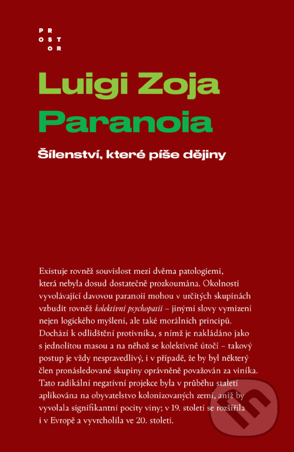 E-kniha: Paranoia (Luigi Zoja). Prostor, 2025 E-kniha: Paranoia (Luigi Zoja). Prostor, 2025