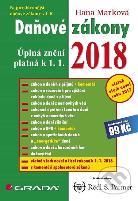 E-kniha: Daňové zákony 2018 (Hana Marková). Grada, 2018 E-kniha: Daňové zákony 2018 (Hana Marková). Grada, 2018