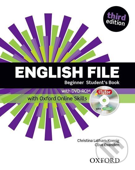 Kniha: English File Beginner Student´s Book with iTutor DVD-ROM and Online Skills (3rd) (Clive Oxenden, Christina Latham-Koenig a Paul Selingson). Oxford University Press, 2015 Kniha: English File Beginner Student´s Book with iTutor DVD-ROM and Online Skills (3rd) (Clive Oxenden, Christina Latham-Koenig a Paul Selingson). Oxford University Press, 2015
